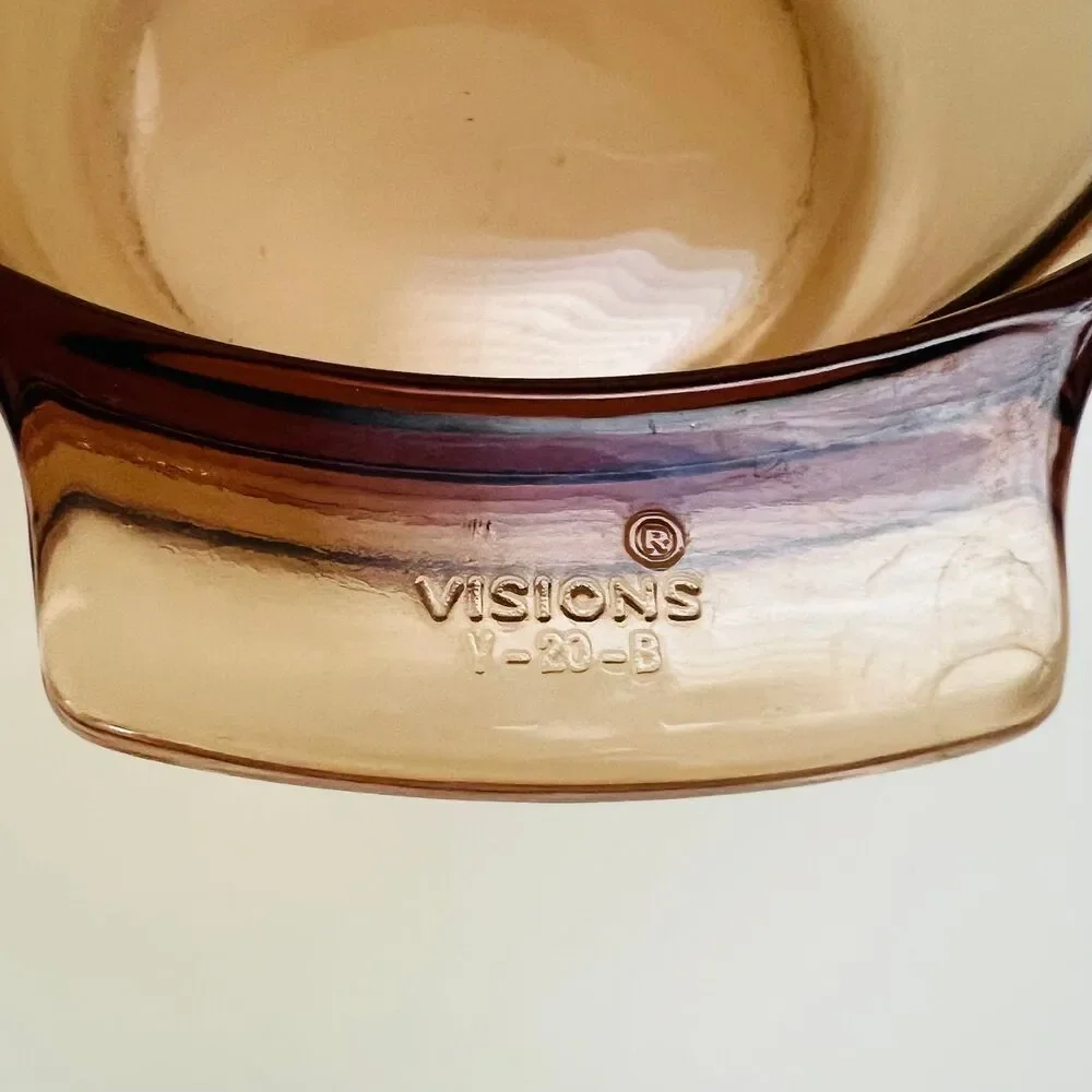 VISIONS Corning France Amber Glass V-20-B Double Boiler Insert Pot 1.5 Qt W Lid
